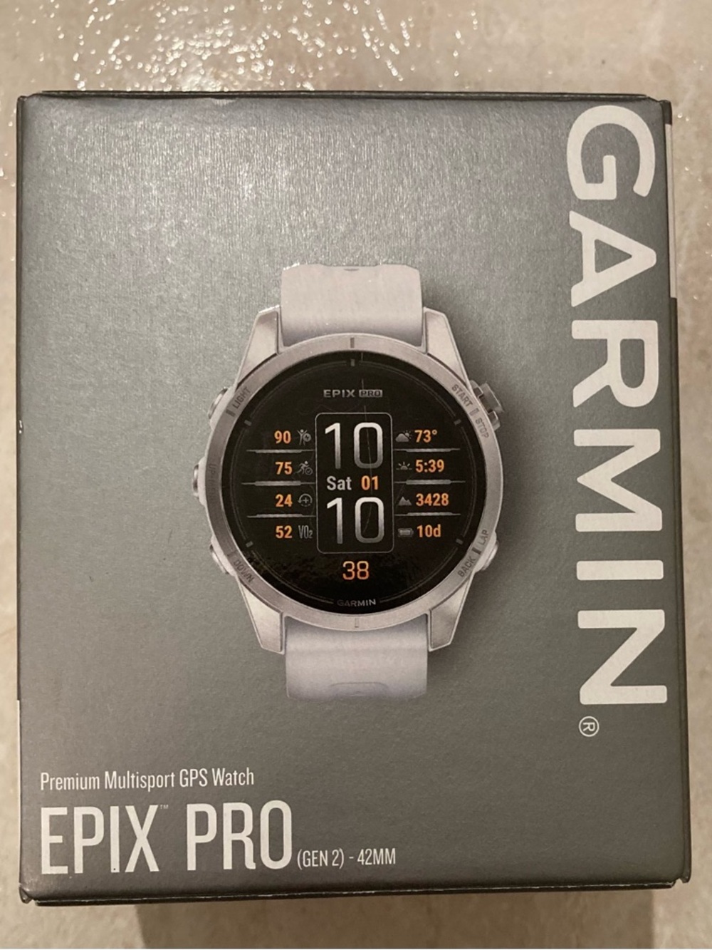 garmin Epix Pro (Gen 2) 42mm Smartwatch - Silver Case with White Band